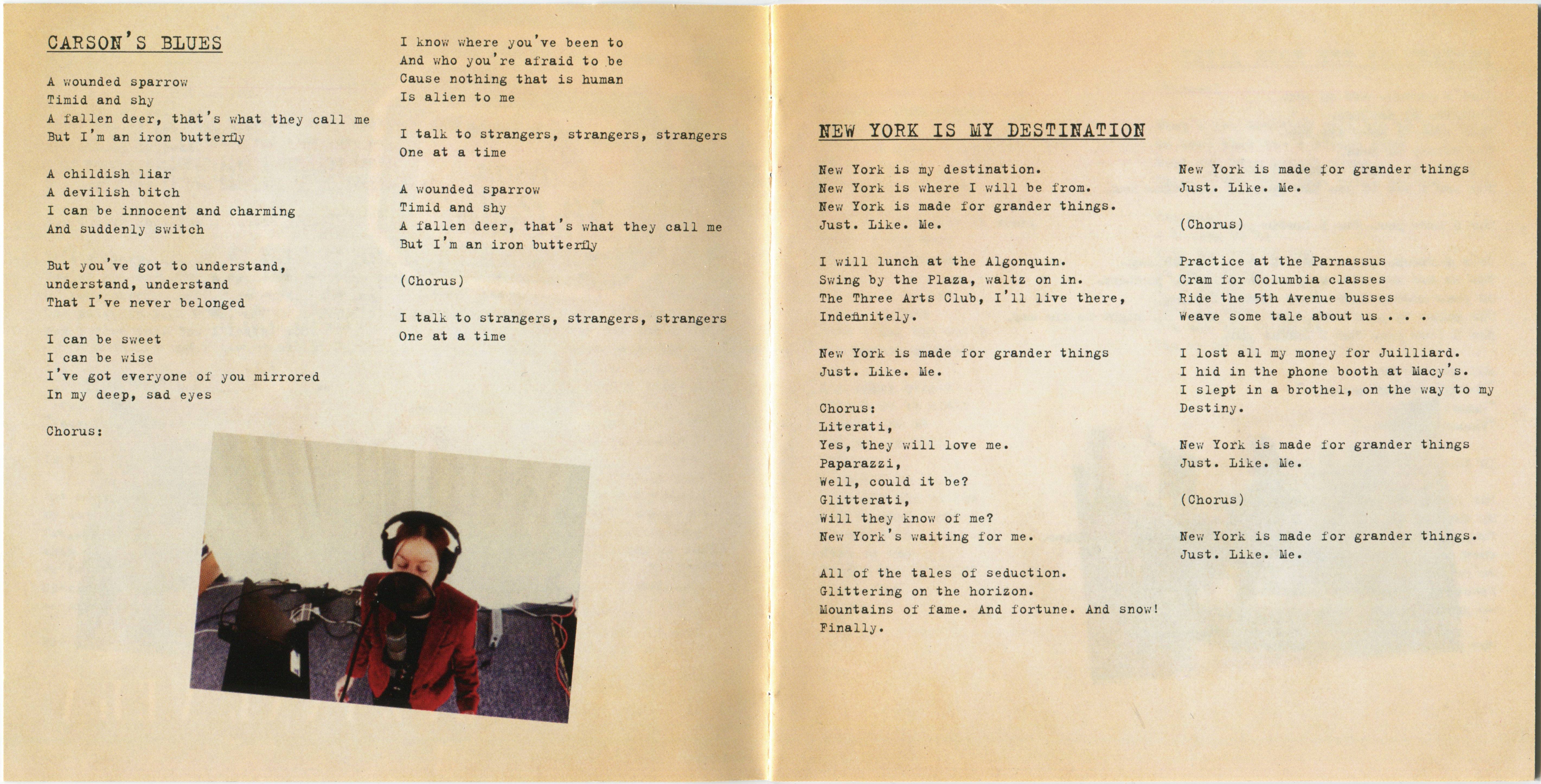 Suzanne Vega & Carson Mccullers  Lover, Beloved Songs From An Evening : Booklet 1